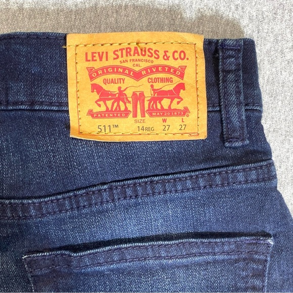Levi's 511 Jeans Womens Sz 14R W27 L27 Dark Blue Slim Stretch Mid Rise Denim NWT - Picture 9 of 16